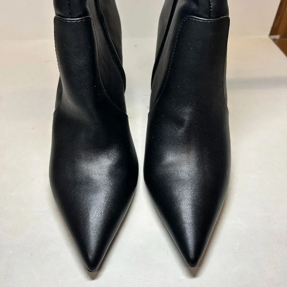 INC Womens 6.5 M Black Havannah Faux Leather High Heel Knee High Boots NIB QL0
